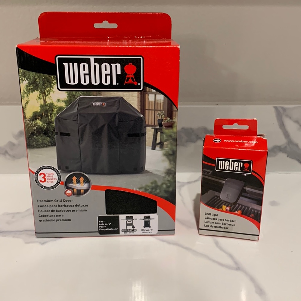 Brand New, Never Used Weber Grill Cover and Grill Light